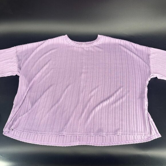 Discount Divas Raised Rib Easy-Fit Dolman 3/4 Sleeve Top Lavender Purple Size Me - Picture 6 of 9